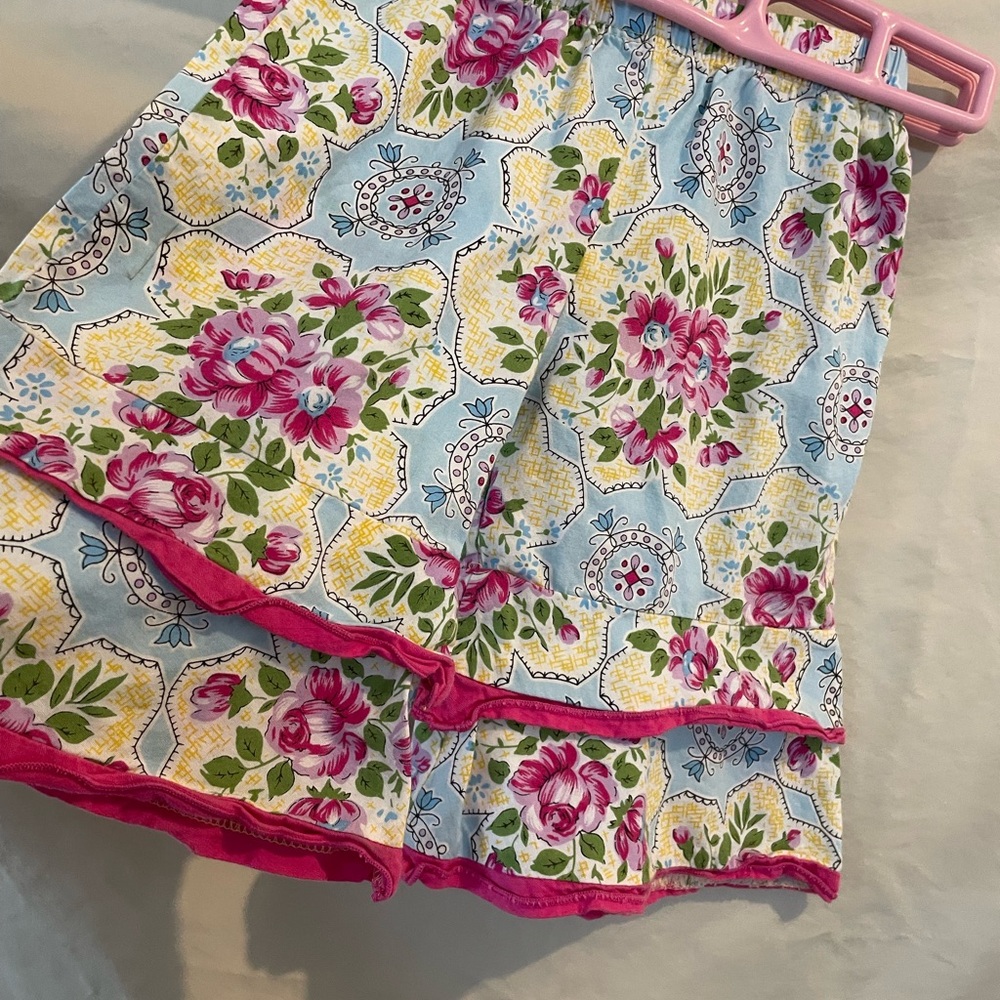 Ann Loren Floral Skirt with Pink and Green Accents